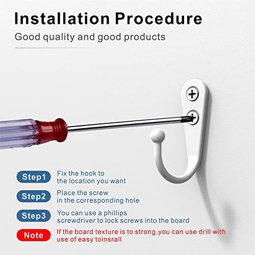Zaybod 15 PCS Coat Hooks | Robe & Backpack Hooks with 30 Screws (White) - Image 7