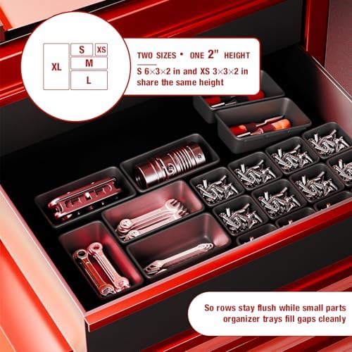 16 PCS Small Parts Tool Box Organizer Trays, tool box trays organizer for Toolbox Organization, Parts Trays and Screw Organizer Box for Tool Chest, Garage Drawers and Workbench - Image 4