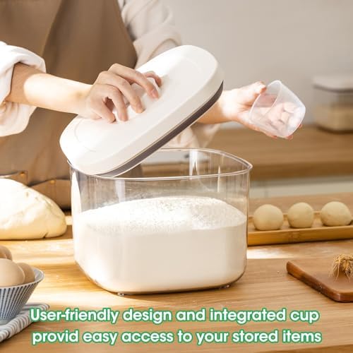 Airtight Rice Storage Container 10 Lbs, 5.28Qt Flour Container with Cup - Image 3