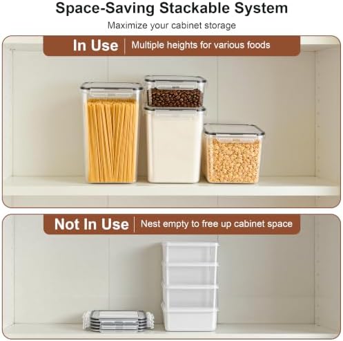 Airtight Flour Sugar Containers with Lids: 4 Pack for Pantry Food Storage - Image 6