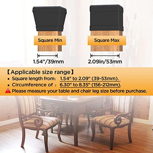Square Chair Leg Protectors for Hardwood Floors.(1 1/2" Black) - Image 2