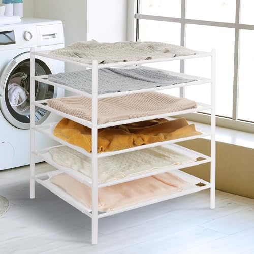 STO STO Sweater Drying Rack, 6-Pack Stackable Mesh Clothes Drying Rack, Laundry Drying Rack for Sweaters, Socks, Toys, White - Image 3