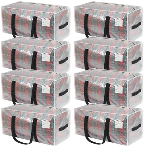 VTSVTS 8 Pack Extra Heavy Duty Large Moving Bags with Comfortable Handle & Strong Zipper,Storage Totes for Space Saving Moving Storage College Supplies Alternative to Moving Box,Clear by VTSVTS