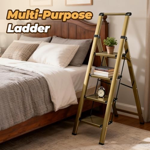 HBTower 4 Step Ladder, Lightweight Aluminum Folding Step Stool - Image 6