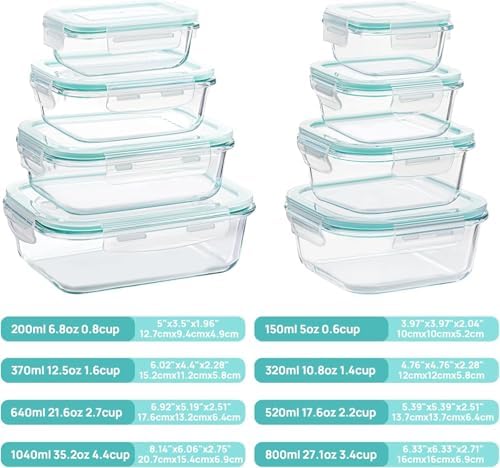 Vtopmart 8 Pack Glass Food Storage Containers with Lids Green - Image 2