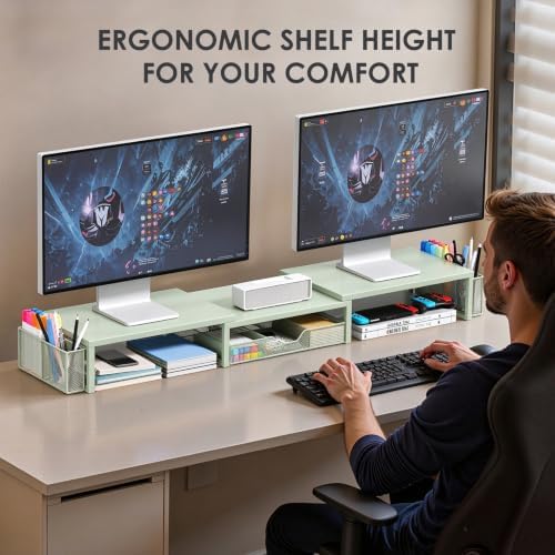 OPNICE Desk Organizers and Accessories, Dual Monitor Stand Riser - Image 3