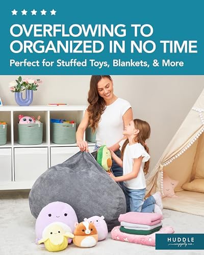 Huddle Designer Stuffed Animal Bean Bag Storage Chair Cover XL Grey - Image 6