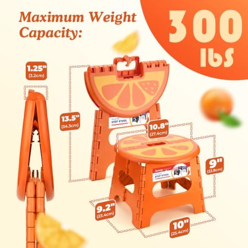 ACSTEP 9 Inch 12 Pack Folding Step Stool for Kids with Safety Lock, Orange - Image 4