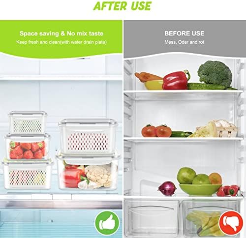 10 PS Fridge Food Plastic Storage Container with Colander - Image 5