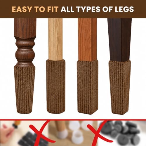 Chair Leg Socks 16/24/32 Pcs Brown Furniture Leg Covers Floor Protectors - Image 6