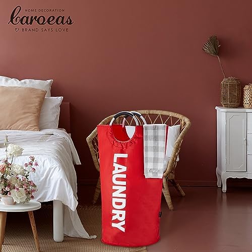 Caroeas 100L Laundry Basket,Large Laundry Hamper, Laundry Bag with Padded Handles, Clothes Hamper Stands Up Well, Collapsible Free Standing Easy Storage Washing Bin (Red,100L) - Image 6