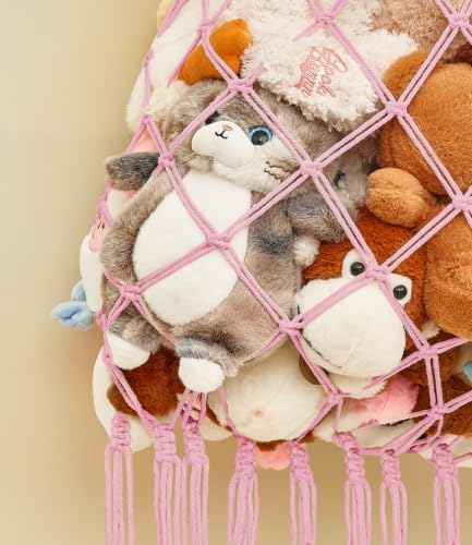 Stuffed animal net Hammock - Large 44'' H, Space-Saving (Light Pink) - Image 3