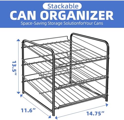 Simple Trending Can Rack Organizer, Stackable Can Storage Dispenser Holds up to 36 Cans for Kitchen Cabinet or Pantry, Black - Image 7