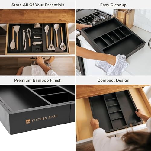 KitchenEdge Utensil & Junk Drawer Organizer, 19-33 in, Black Bamboo - Image 3