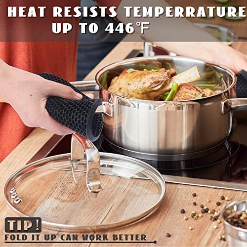 4 Pack Silicone Trivet Mats, 7 Inch & 9 Inch Flexible Heat Resistant Silicone Hot Pads Pot Holders for Kitchen Counter, Round Trivets for Hot Dishes - Potholders Jar Opener(Black) - Image 2