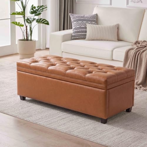 Mangodan 43 Inch Storage Ottoman, Tufted Ottoman with Storage by Mangodan