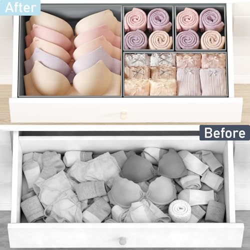 DIMJ Drawer Organizer Clothes 26 Pack - Foldable Baby Organizers and Storage & Closet Organizers for Bedroom, Closet - Nursery Organization Dresser Dividers for underwear, Sock,Bra, Belt, Tie,Gray - Image 6