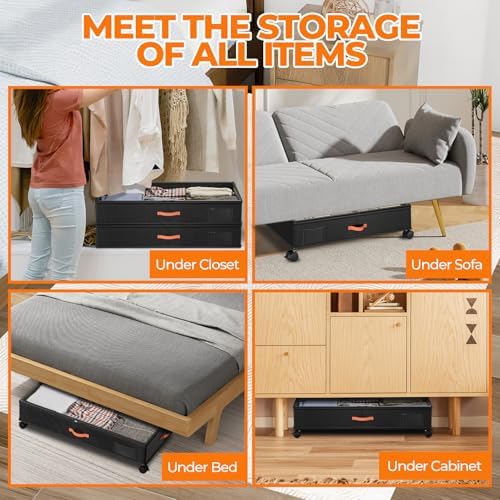 Ashwanth Under Bed Storage with Wheels, 2-Pack, XXL Large, Black - Image 7