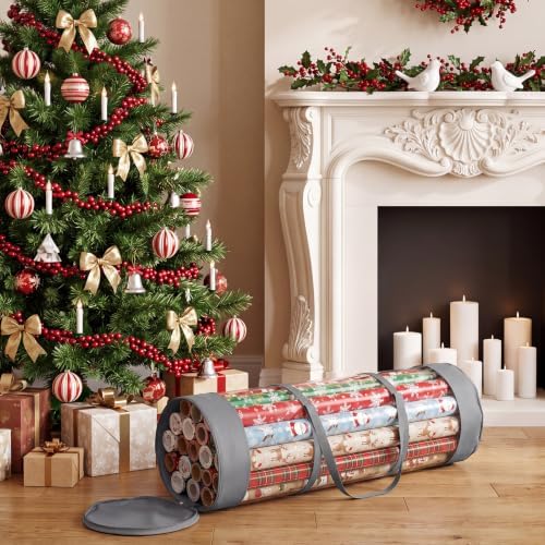 Christmas Wrapping Paper Organizer, 41" Gift Wrapping Paper Storage Gray - Image 3