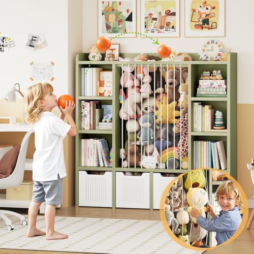 ONBRILL 3-in-1 Toy & Stuffed Animal Storage, 4 Movable Toy Chest, Green - Image 5