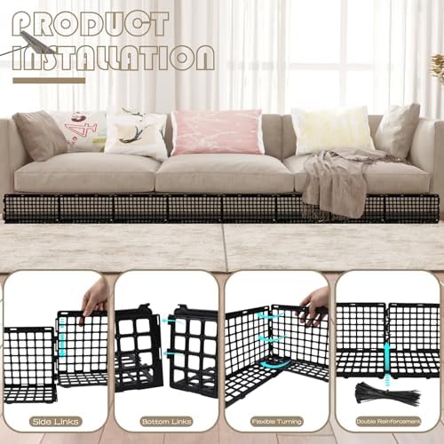 12 Pcs Under Couch Blocker for Bed Adjustable Furniture Plastic - Image 3