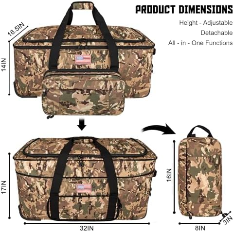 150L Large Rolling Duffle Bag with Wheels, Heavy Duty 32'' Tri-Wheel Gear Hauler for Camping,Moving Sports Equipment,Military & Airline Checked Bag Approved,Camo - Image 2