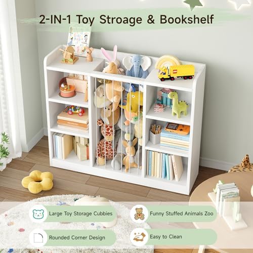 ONBRILL 2-in-1 Toy & Stuffed Animal Organizer, Kids 6-Cube Storage Shelf with Rounded Corners & Anti-Tip for Playroom Bedroom - Image 4