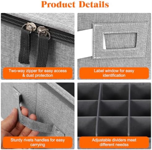 Stemware Storage Cases, Wine Glass Storage Box Containers with Dividers - Image 5