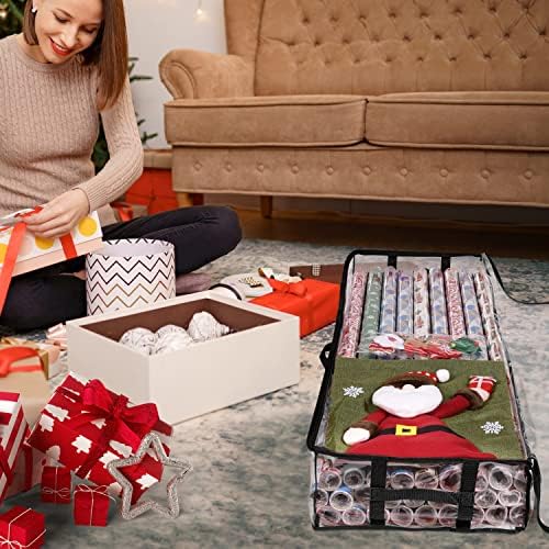 ProPik Wrapping Paper Box | Underbed Gift Wrap Storage & Organizer | 41”x14”x6” Fits 18-24 Rolls Up to 40” Long Roll | Holder for Ribbon, Bows and Accessories 2 Pack (Black) - Image 5