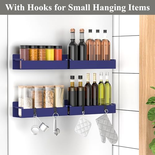 HuggieGems 4 Pack Dark Blue Magnetic Spice Rack Organizer for Refrigerator - Image 2