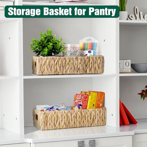 dreamkey Toilet Basket Tank Topper, Set of 2 Water Hyacinth Wicker Bathroom Storage Baskets, Back of Toilet Organizer for Toilet Paper, Towels, Toiletries, Hand Woven Nesting Baskets with Handles - Image 6