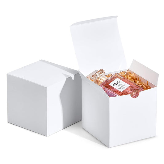 MESHA Small White Gift Boxes 4x4x4'' 100 Pack, Gift Box with Lids for Bridesmaid Gifts, Groomsmen, Godmother, Wedding & Party Favor, Bridal Shower