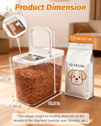 Pet Dog Food Storage Containers 12 - 14 Lbs with Flip-Top Lid ½ Cup Scoop - Image 3