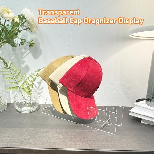 CARUUYI Hat Stand Organizer for Baseball Caps, Acrylic Hat Holder & Rack, 7PCS Clear Stand for 56 Caps, Ideal for Bedroom, Closet, Dresser, Office and Entrance - Image 6