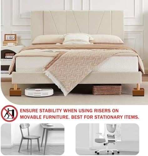 ANNKUT Furniture Risers 3 inch, Rectangle Adjustable Risers Blocks for Bed Sofa Table and Couch Lift to 1.5 or 3 inch，Heavy Duty Support Up to 1,300 Lbs (4 Pack-Brown) - Image 4