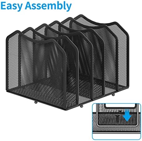 Simple Trending 5-Section Vertical File Organizer, Black - Image 4