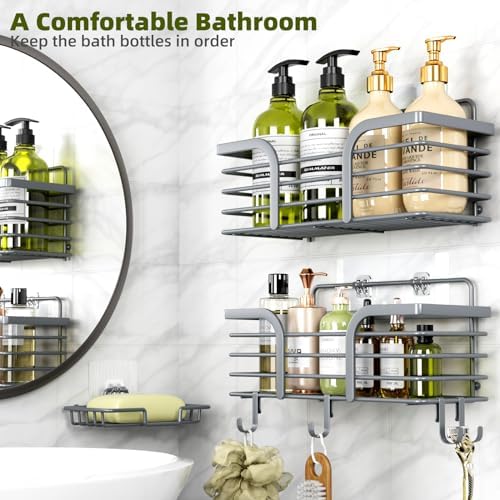 Yougai Dark Gray Shower Shelves, Bathroom Organizers and Storage - Image 3