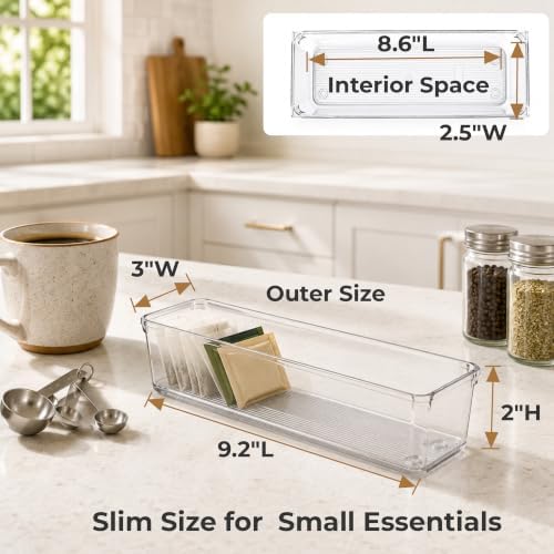 LotFancy 8 Pack Clear Plastic Drawer Organizer Bins, Small Item Organizers - Image 2