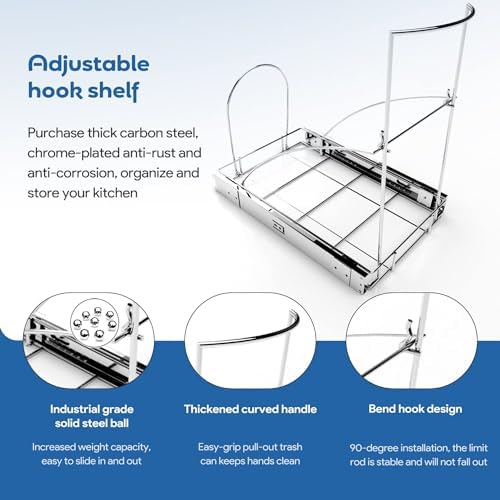 Pull Out Trash Can Under Cabinet & Under Sink, Heavy Duty Slider Organizer - Image 5