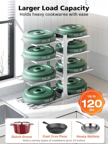 MUDEELA 8-Tier Heavy Duty Pots and Pans Organizer, 15.83" H Sliver - Image 4