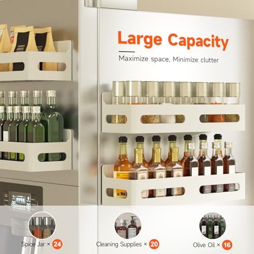 Sevenblue 2-Pack Magnetic Spice Rack for Refrigerator with Hooks, White - Image 4