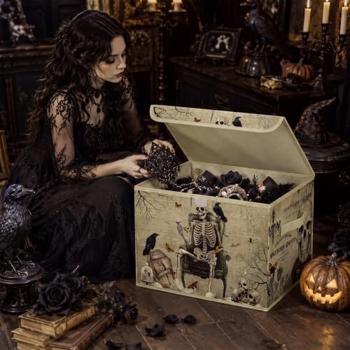 Briwooody Vintage Gothic Halloween Storage Bin with Lid and Carrying Handle - Image 4