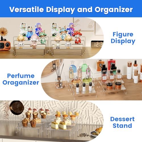 Acrylic Display Risers (7" L~9" L), 2 Sets Clear Tabletop Display Stand - Image 3