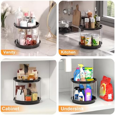 360 Rotating Makeup Organizer for Vanity, 2 Tier Cologne Organizer for Men, Skincare & Perfume Holder for Bathroom Counter, Dresser, Shelf, Cabinet, Black - Image 6