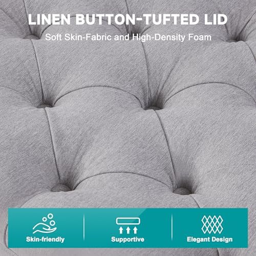Mangodan 50 Inch Large Storage Ottoman, Tufted Ottoman with Storage - Image 6