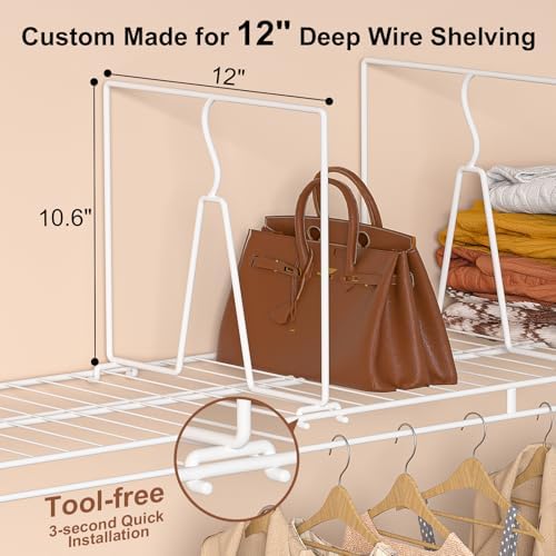 Wire Shelf Dividers for Closet: Tall 10.6in x Deep 12in, 16 Pack - Image 2