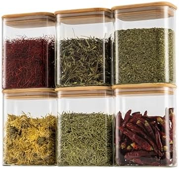 D2scrma 37oz/1.2Qt Rectangle Glass Storage Containers with Lids 6-Pack by Delicatedtoservicecustomer