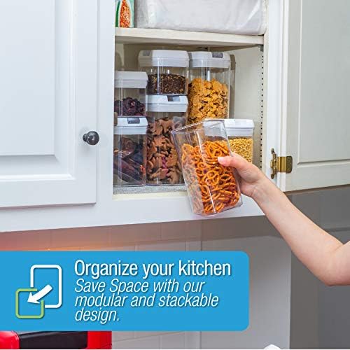 Set of 7 Airtight Food Storage Containers - Pantry Organizer Bins, BPA Free Plastic Containers plus Dry Erase Marker and Labels, White - Image 6