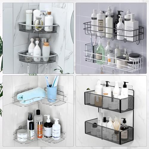 EAGMAK 4 Pack Transparent Shower Caddy Adhesive for Replacement, No Drilling, Soap Holder, Bathroom Storage Shelves and Kitchen Racks - Image 3