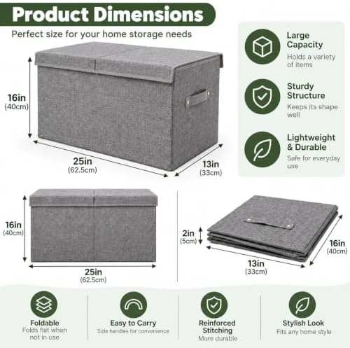 Large Toy Box Storage with Lid, Collapsible Sturdy Toy Chest Storage Bin - Image 4